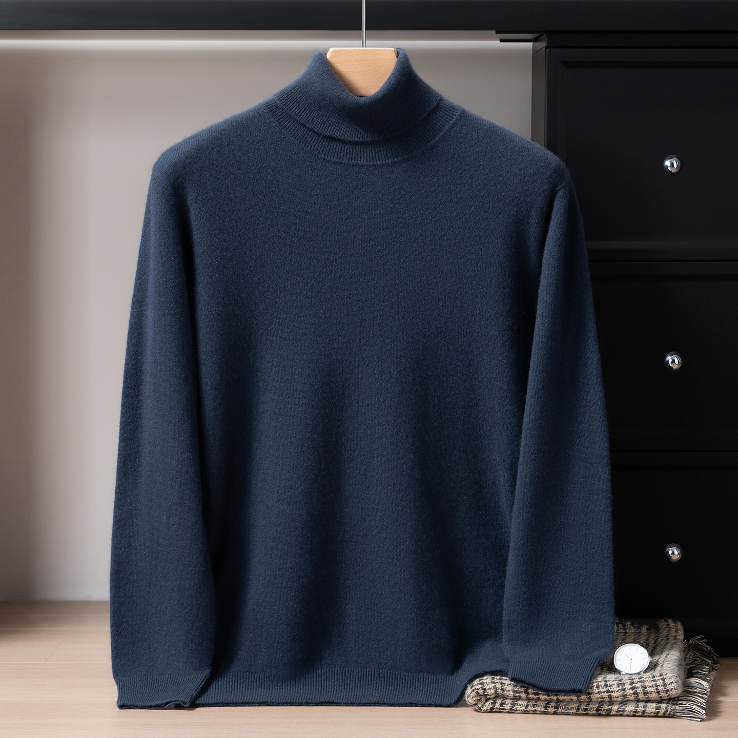 儒雅绅士~新款25秋冬100%山羊绒男12针平面高翻领保暖绅士羊绒衫R