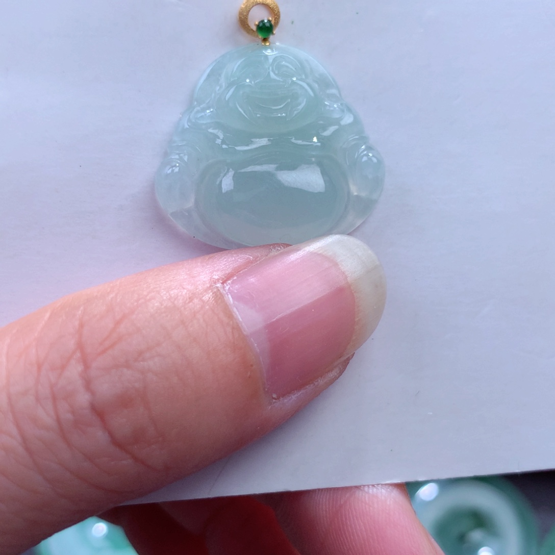 翡翠吊坠(不含链)18K金镶嵌
