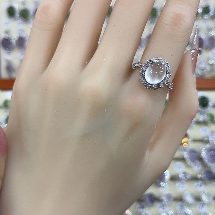 蛇纹石玉银S925镶嵌戒指