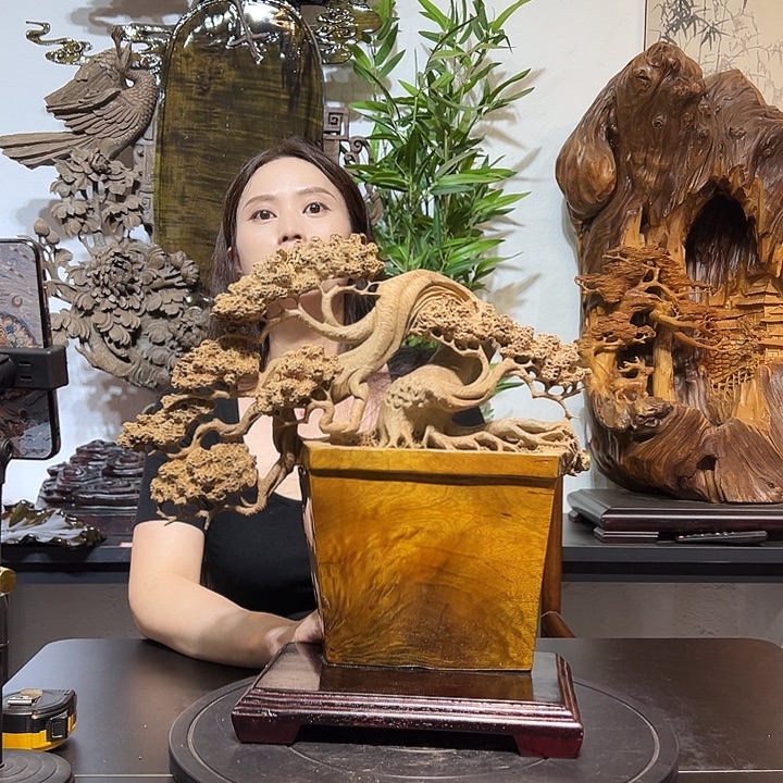 小***满楠木木雕摆件【树】，