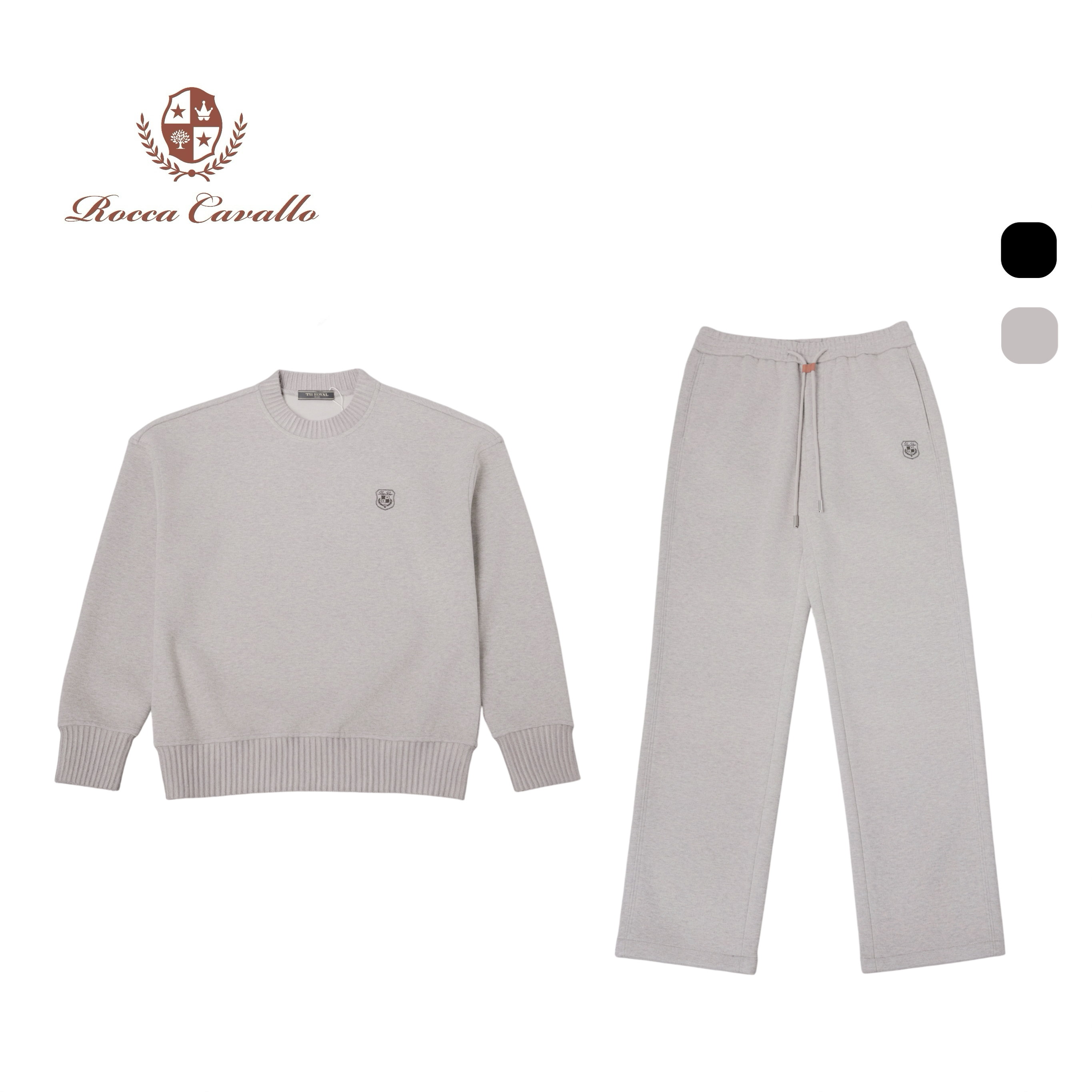 <奢级套装>男士新款桑蚕丝羊毛 微阔圆领刺绣时尚套装79001/39001