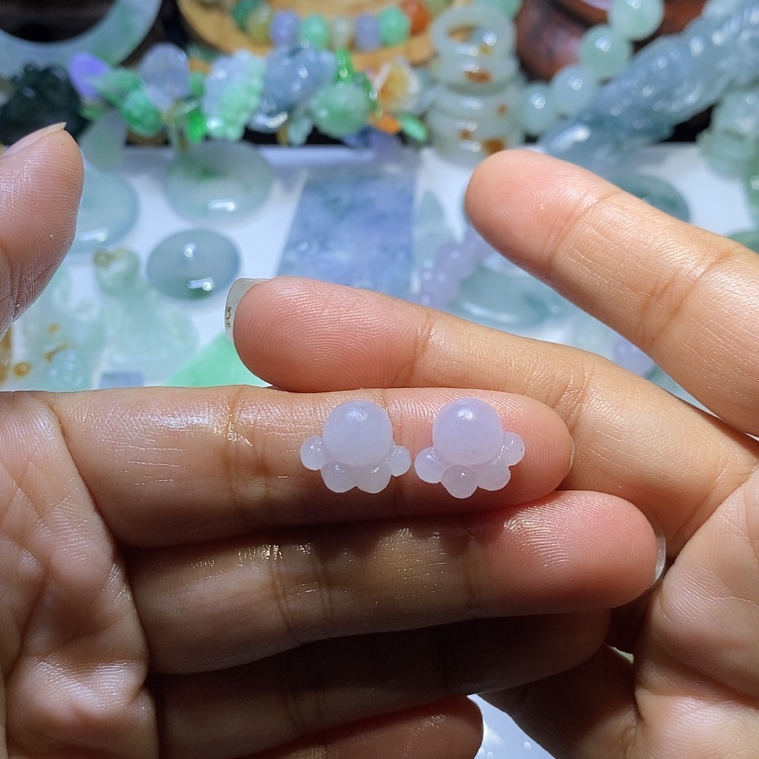 追***己定制翡翠未镶嵌猫抓一对