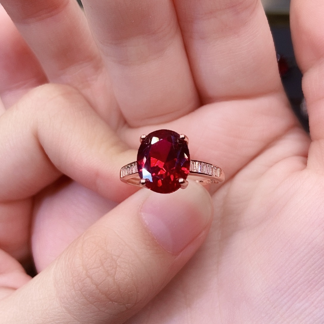 银S925镶嵌戒指红宝石