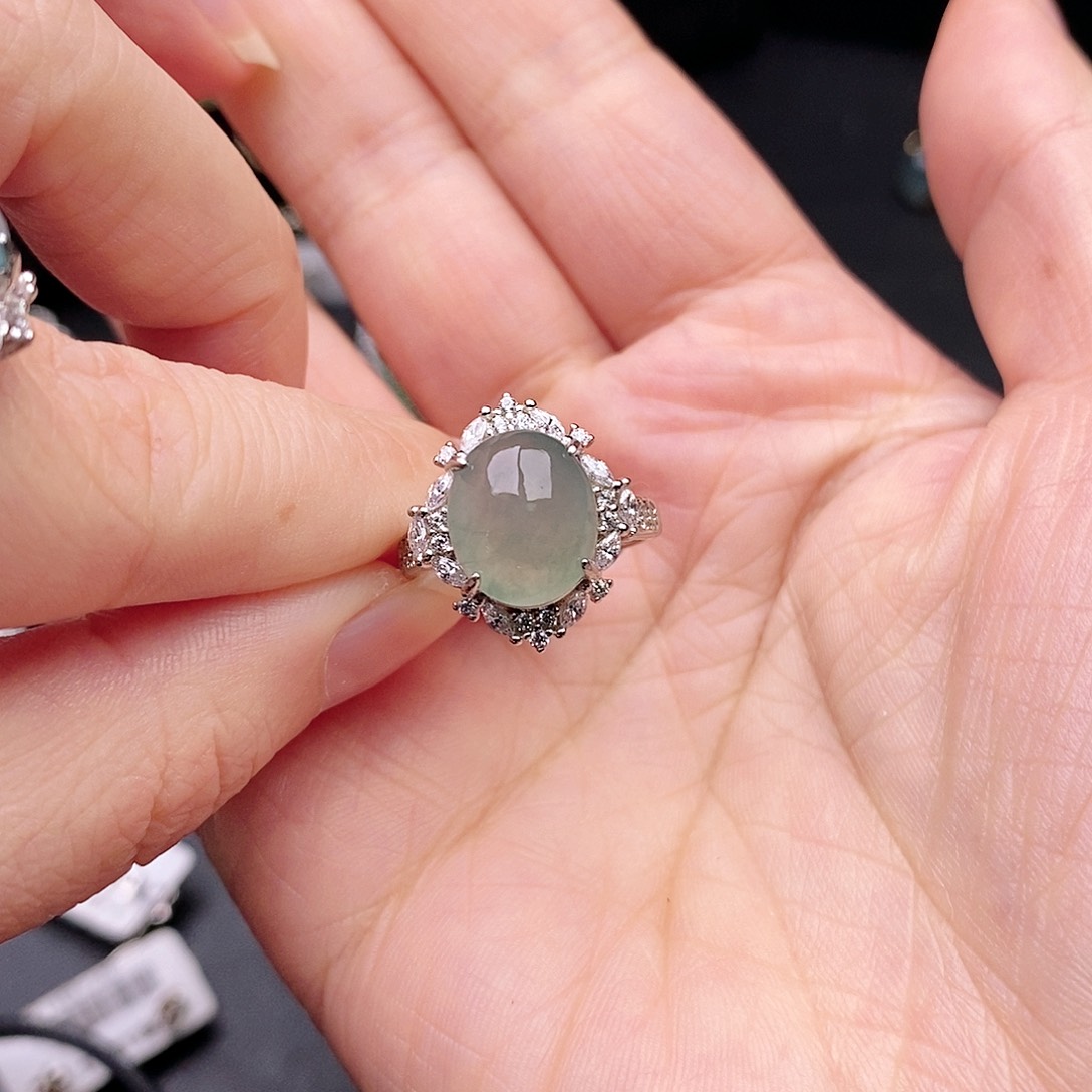 翡翠银S925镶嵌戒指