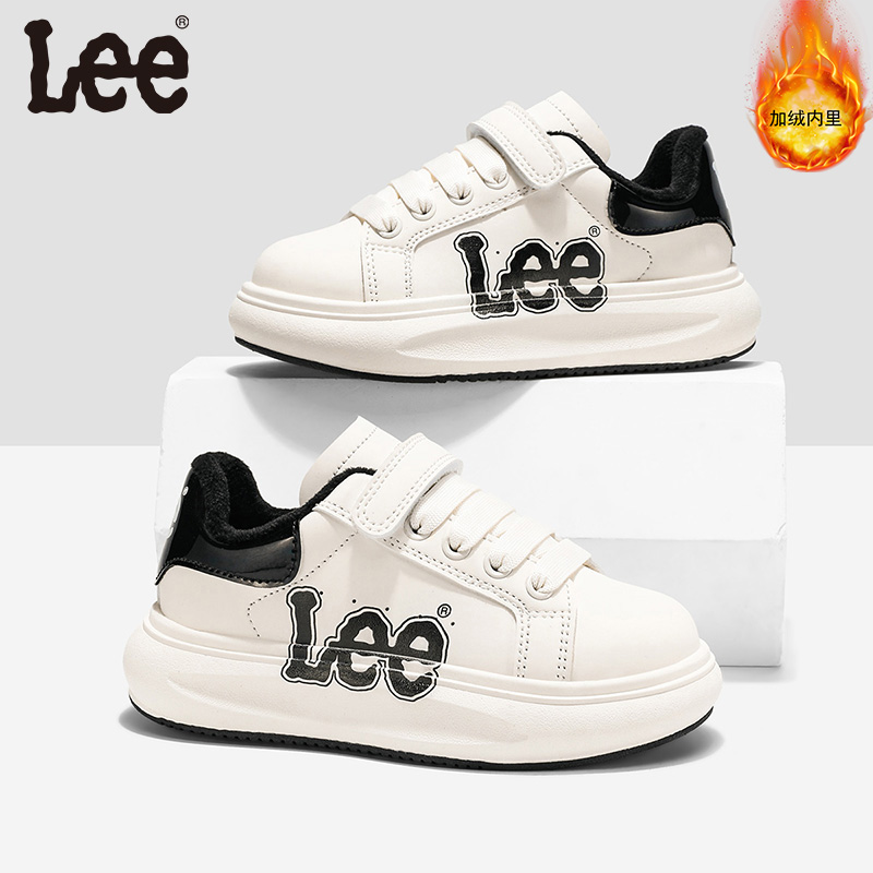 Leekids男童女童冬季加绒百搭休闲板鞋