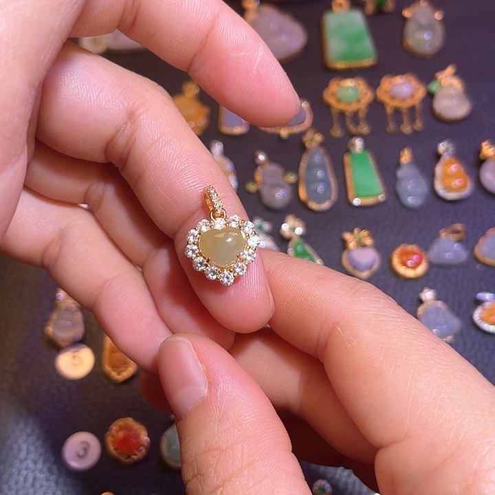 翡翠银S925镶嵌吊坠(不含链)天然翡翠