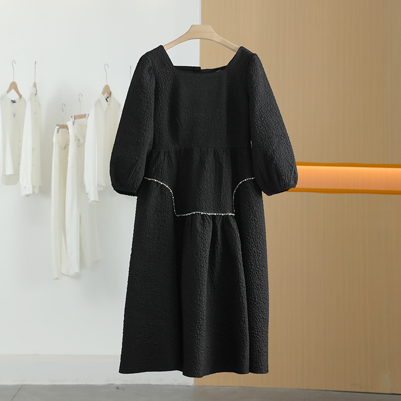 【半价q仓-唐长老自营】货号M0026女装春秋季黑色泡泡袖连衣裙MSL