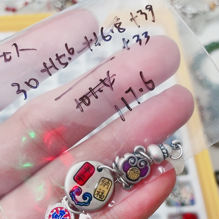 珐琅吊坠足银四个