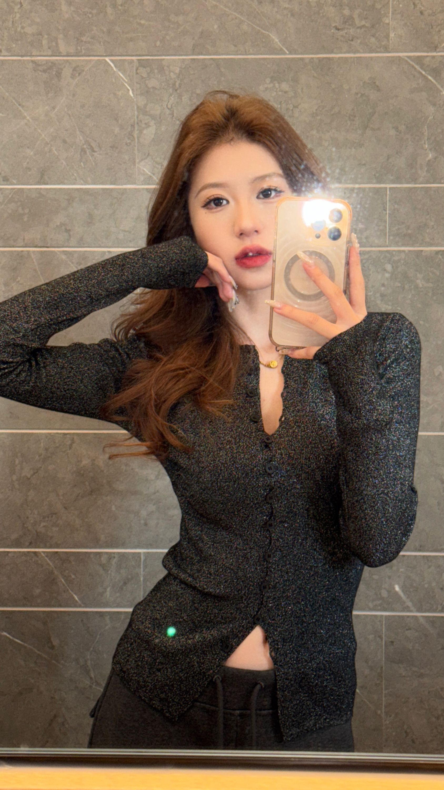 【Glozzzz】圣诞氛围2 抗起球羊毛针织衫薄冬长袖V领纯欲风881122-1