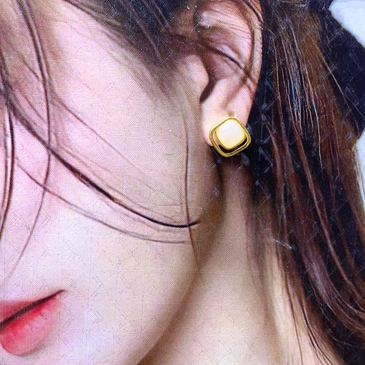 和田玉银S925镶嵌耳饰