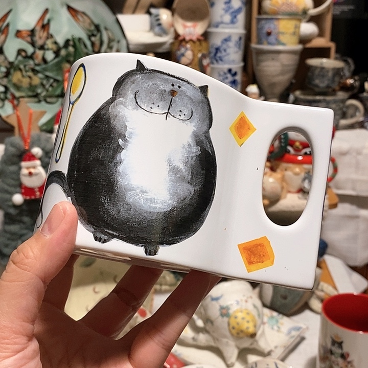 搪瓷猫咪异型马克杯