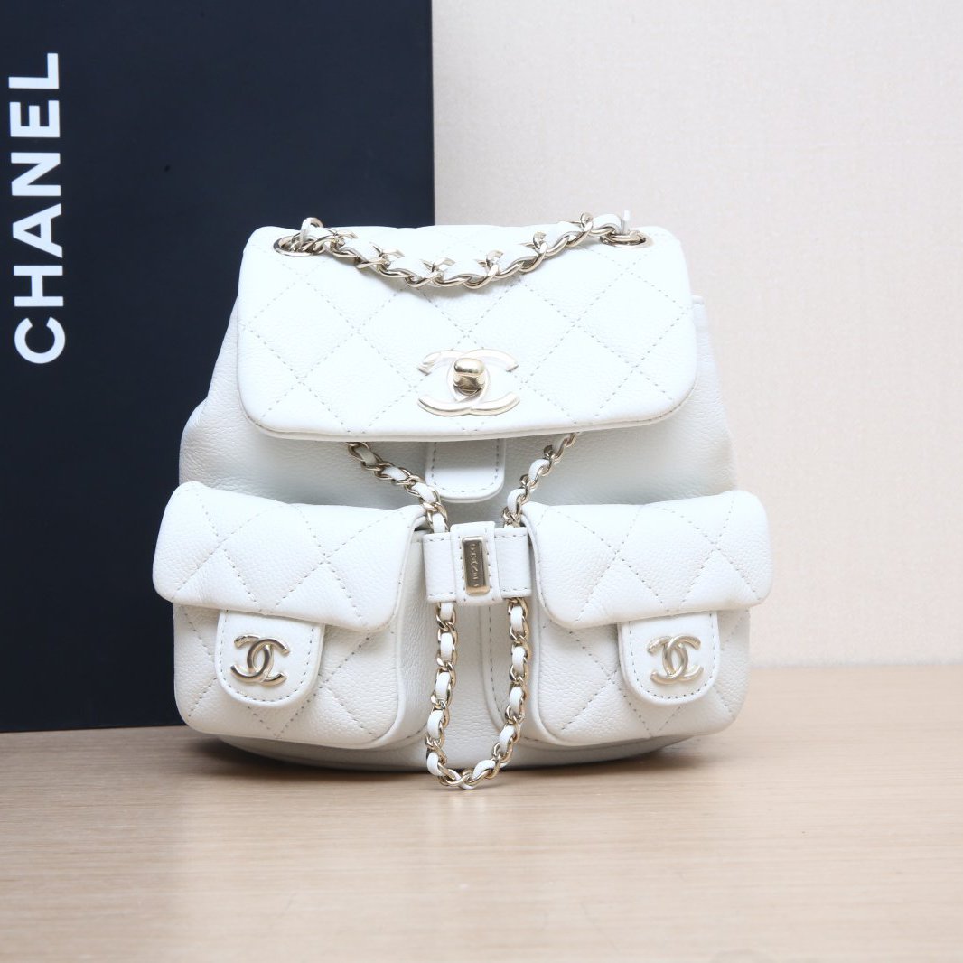 全新未使用 Chanel/香奈儿 【小花Han】Duma 抽绳 口盖双肩包 小号