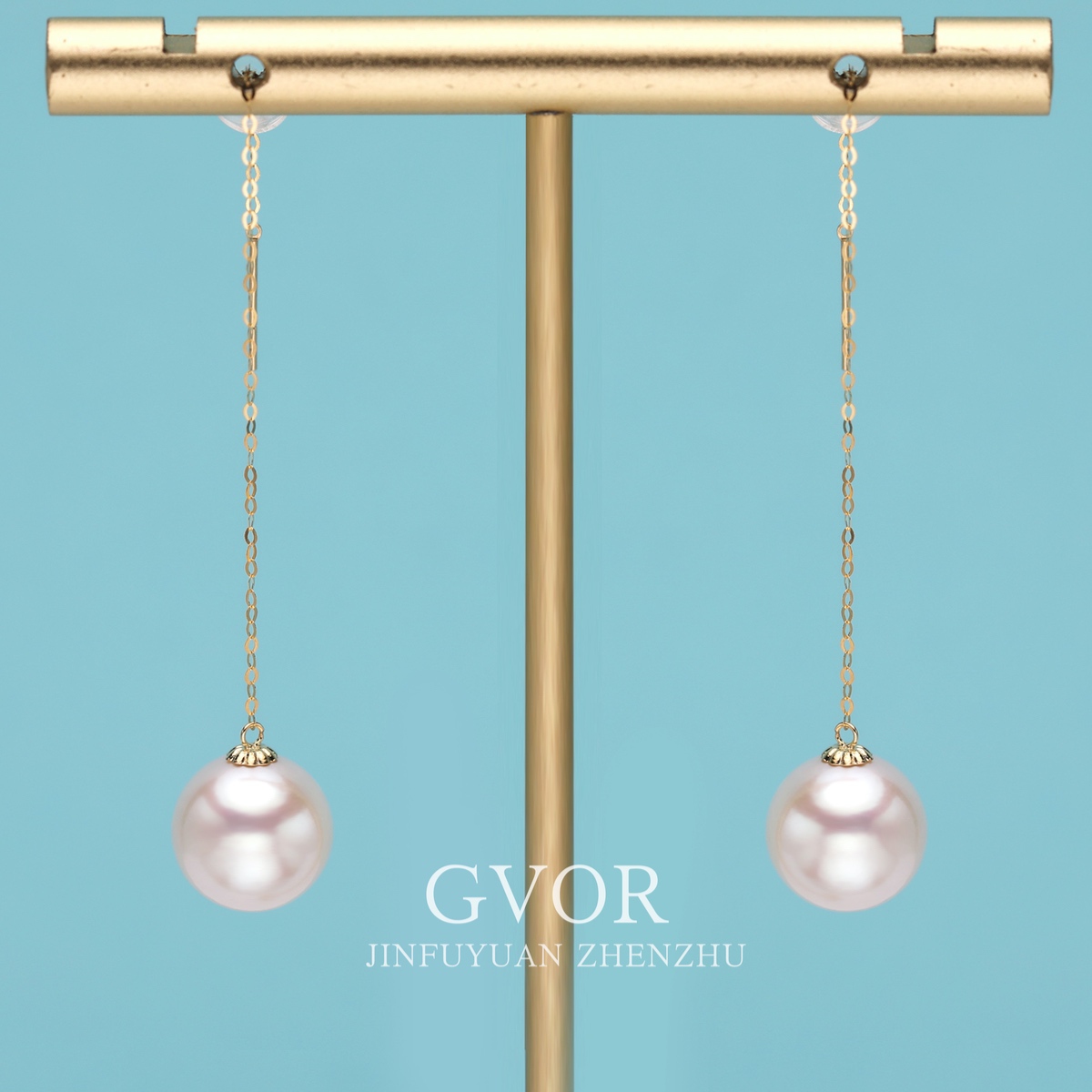 18K经典款白珍珠耳线 9-10mm C204