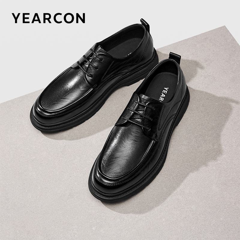 YEARCON/意尔康百搭牛皮商务休闲鞋时尚潮流复古德比鞋男53291W