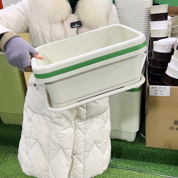 特价方菜盆长38宽28高15米色带托3只