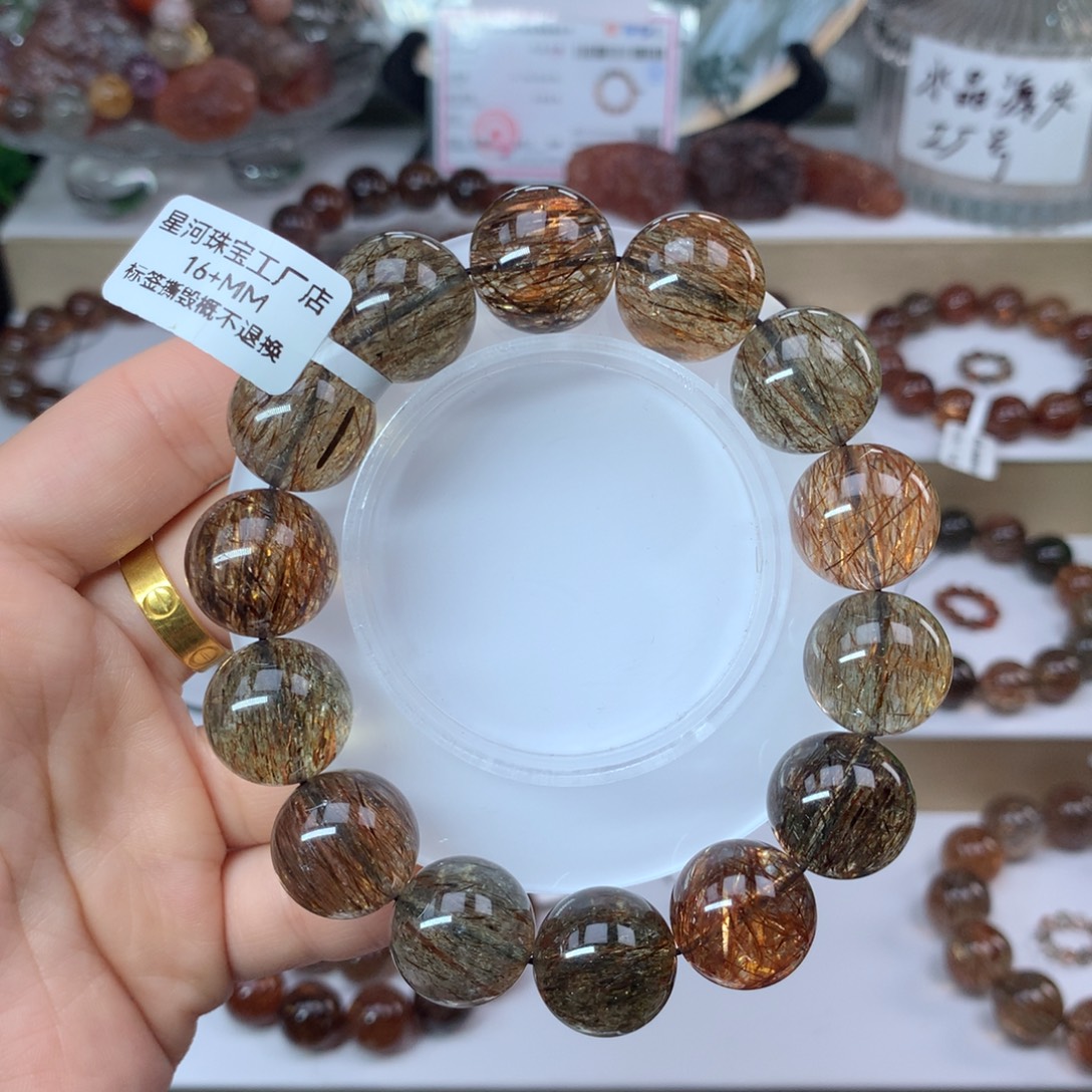 水晶手串未镶嵌黑金超七多样性发其一