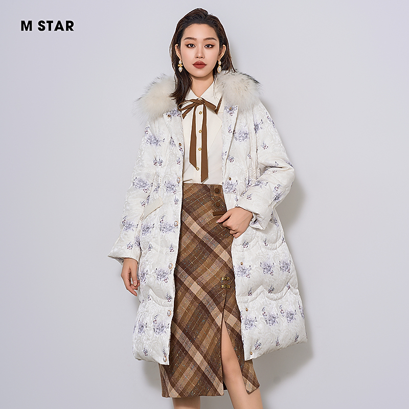 【何逐言】M-Star毛领长款羽绒服秋冬设计感小众外套保暖SECI142518