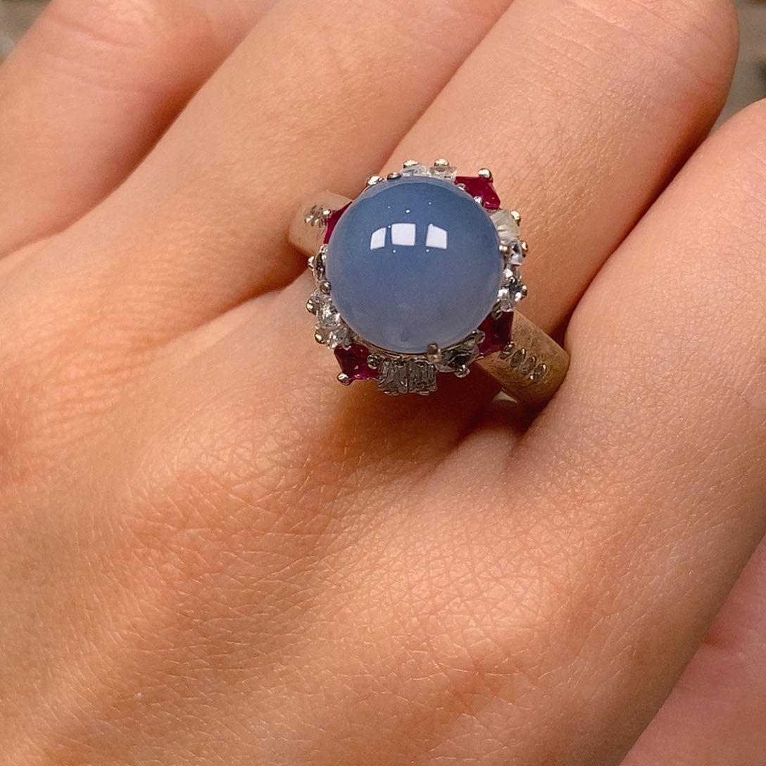 翡翠戒指未镶嵌冰紫