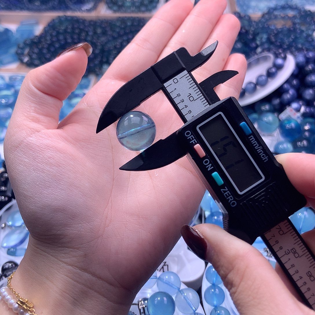 未镶嵌手串海蓝宝石魔鬼蓝单珠15m280元