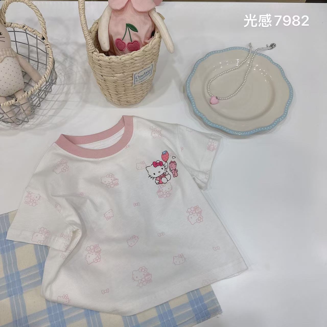 男女童纯棉趣味光变卡通短袖T恤夏季新款上衣