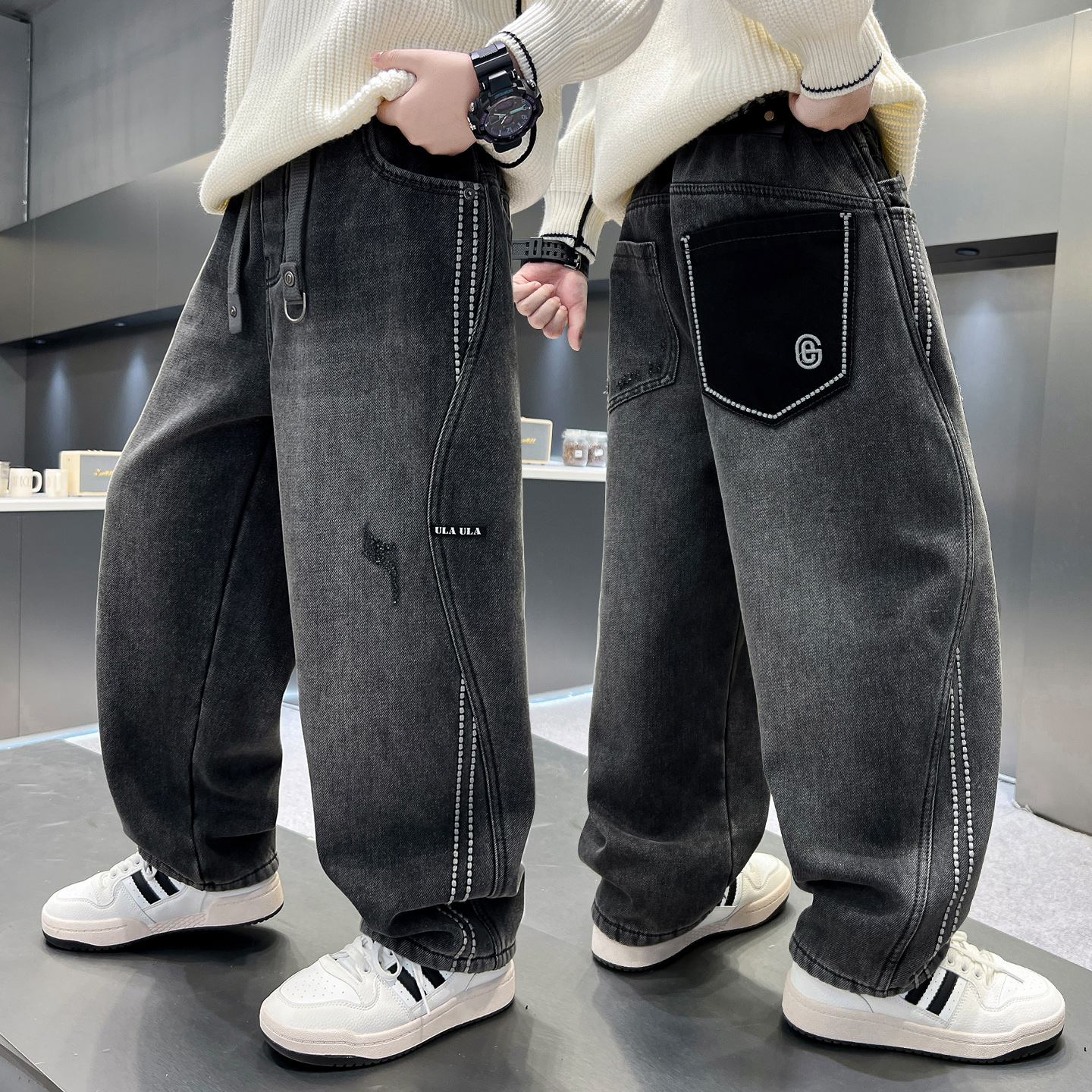 男童秋装裤子2025新款中大童春秋款帅气男孩秋季直筒儿童牛仔潮裤