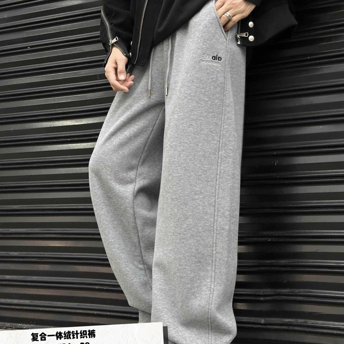 2025冬款童装加绒运动拼接阔腿直筒休闲裤卫裤