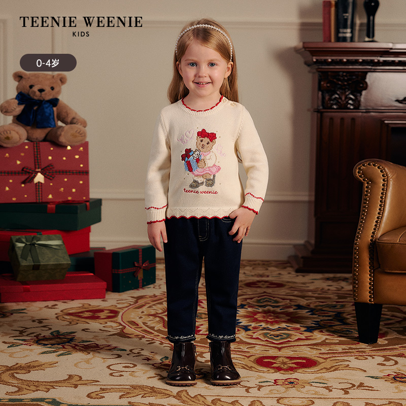 TeenieWeenieBaby小熊童装25年可爱卡通圆领套头毛衣T0KW251155K
