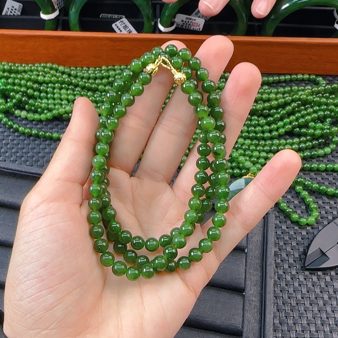 颈饰未镶嵌和田玉碧玉万能链卡6