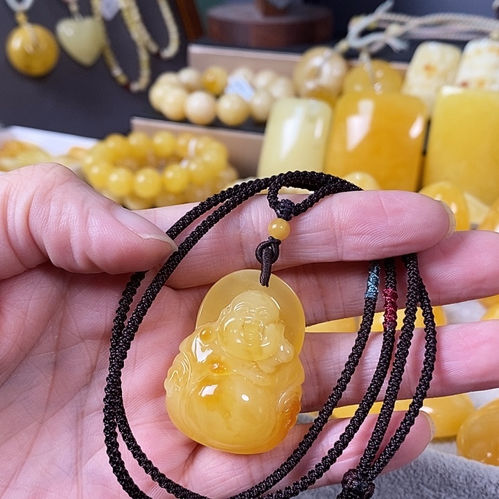 琥珀未镶嵌裸石弥勒佛