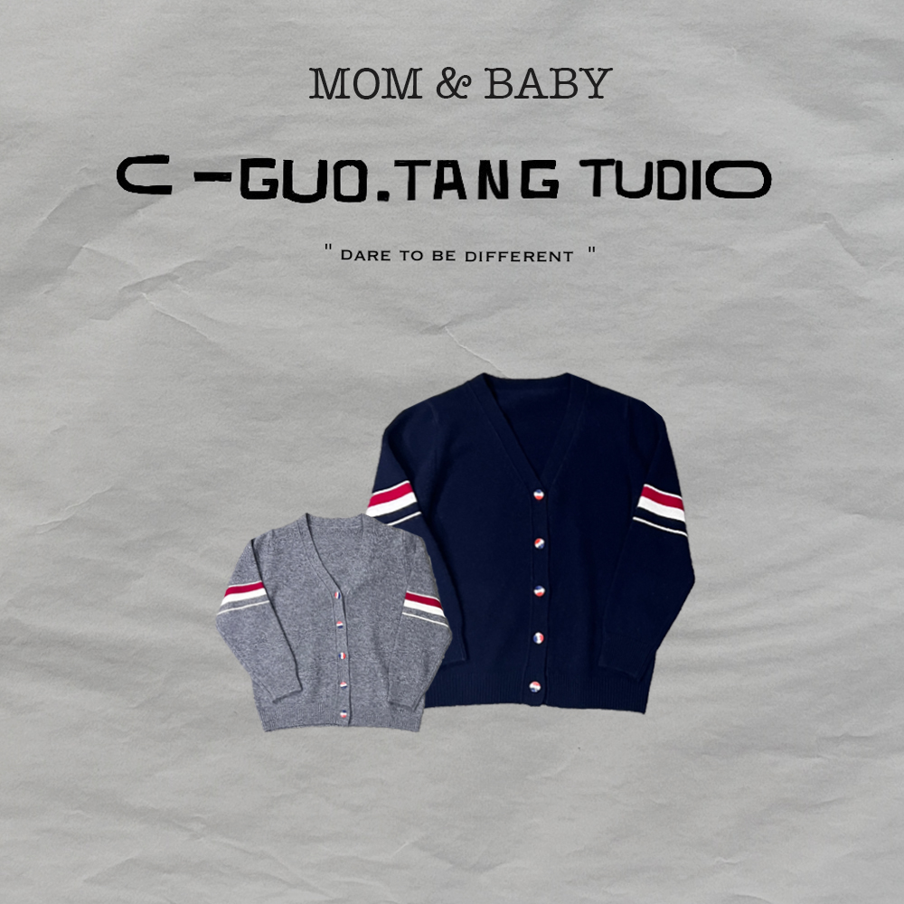 C-Guo.Tang Studio澳洲美利奴羊毛亲子大牌元素设计开衫毛衣大童