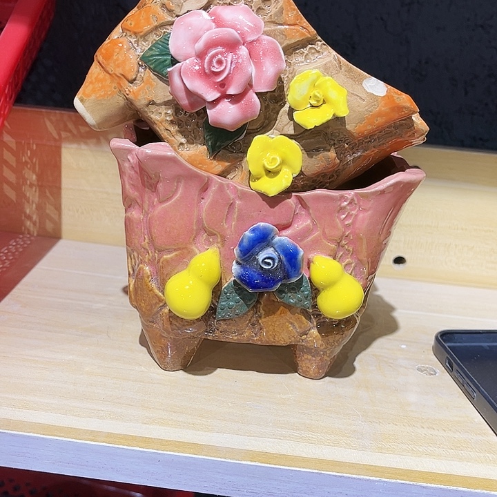 瓷片花盆多肉植物艺术品