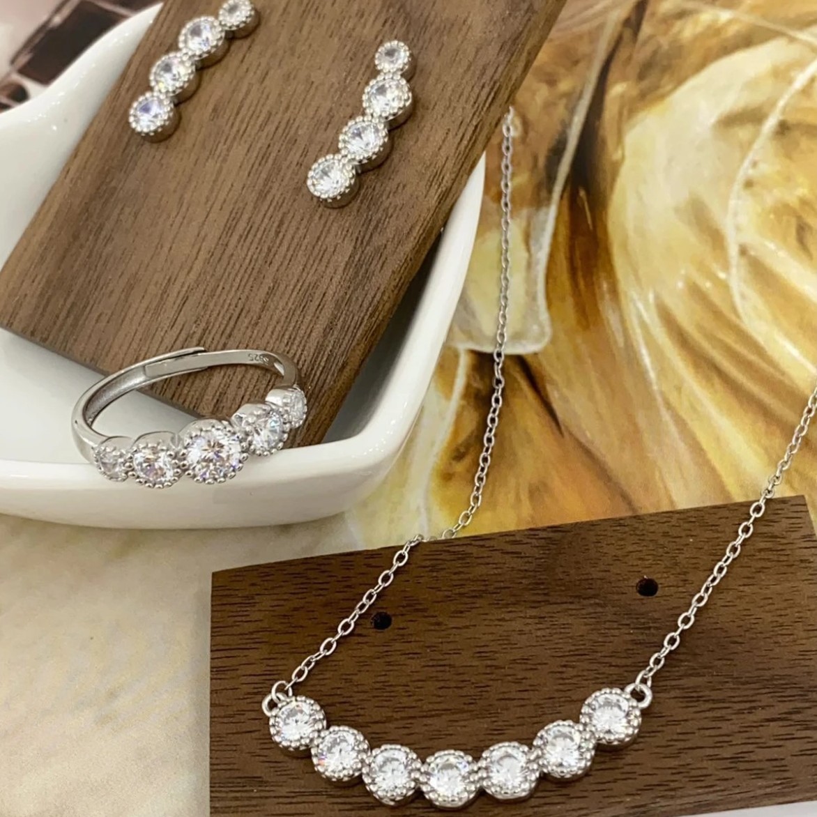 链子925银 024拜合提亚尔纯银小众轻奢手工三件套项链精致银色