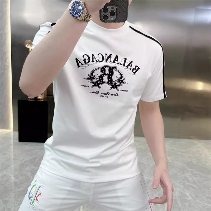 男士潮牌冰丝针织T恤2025新款夏季百搭修身短袖上衣薄款针织T