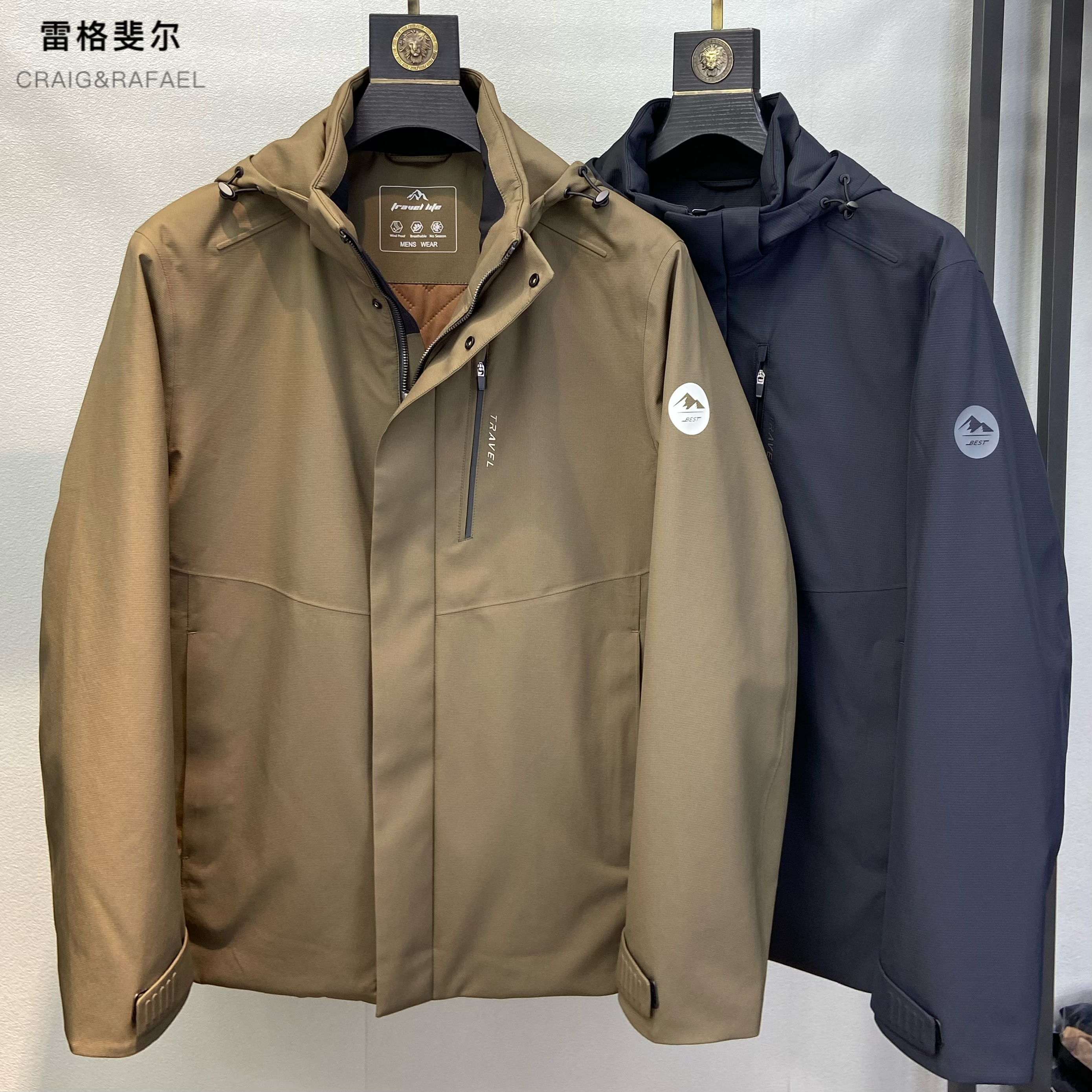 26175连帽户外休闲棉服外套男纯色日常简约保暖冲锋衣25秋季新品