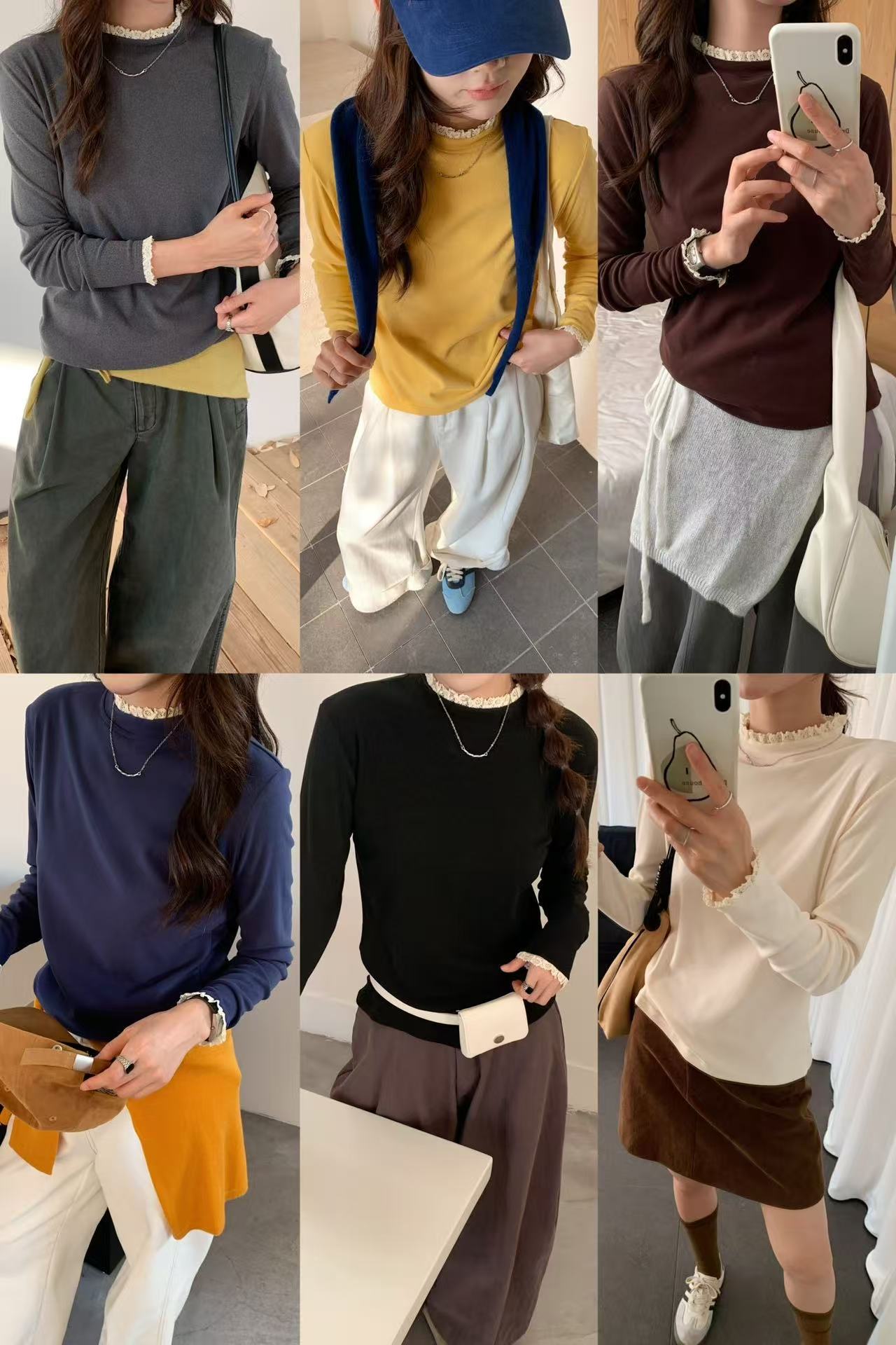 9001菲菲家 小花领打底衫