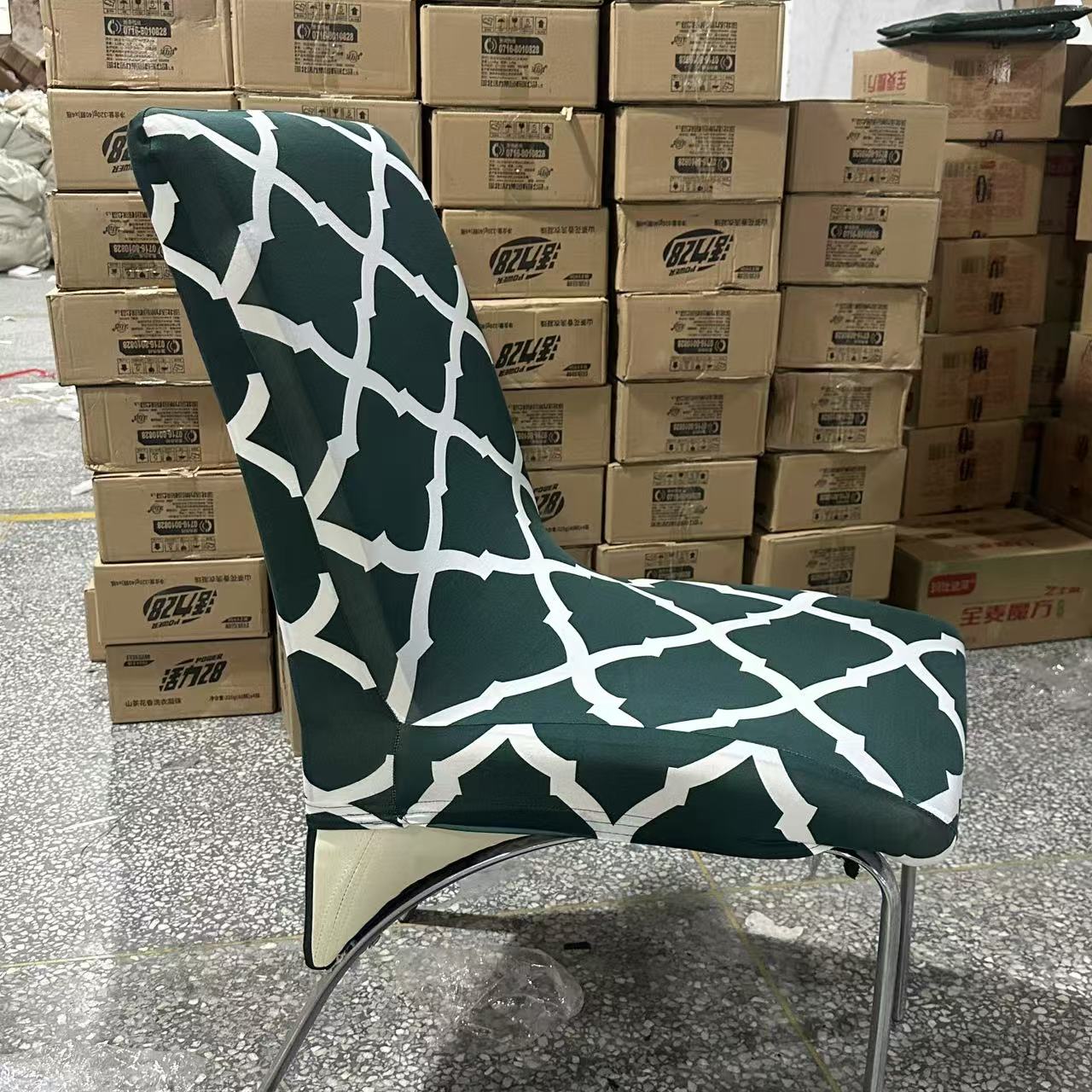 椅子套24 墨绿菱形格 发4