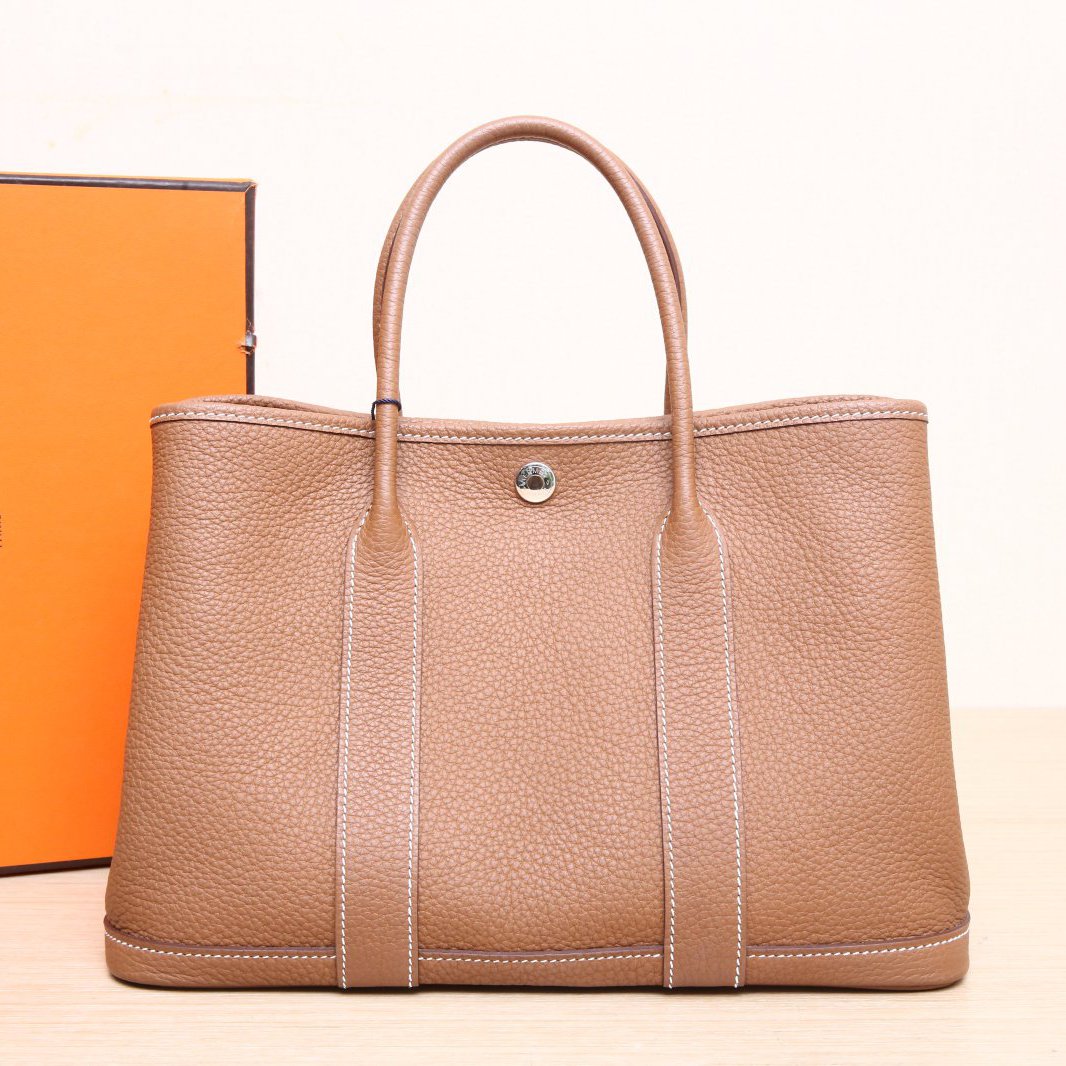 99新 Hermes/爱马仕 小花柳 花园包 30 金棕色 NEG皮 Y刻 包