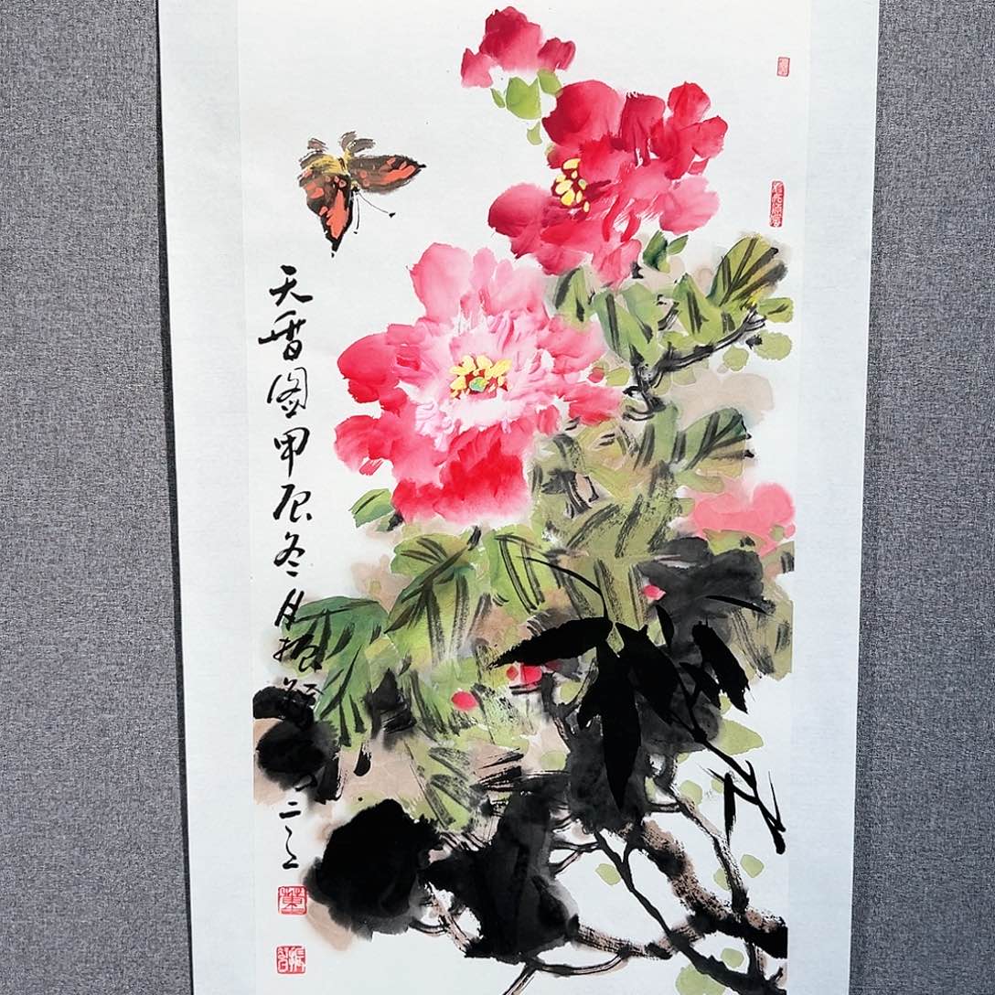 国画红袍画院手绘作品