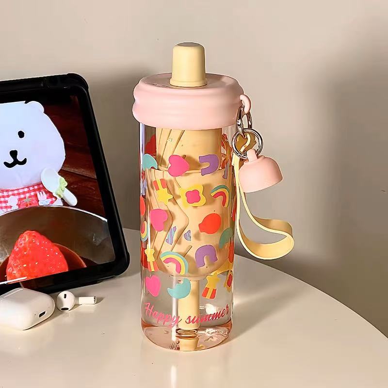 A650风花茶吸管杯650ml粉色