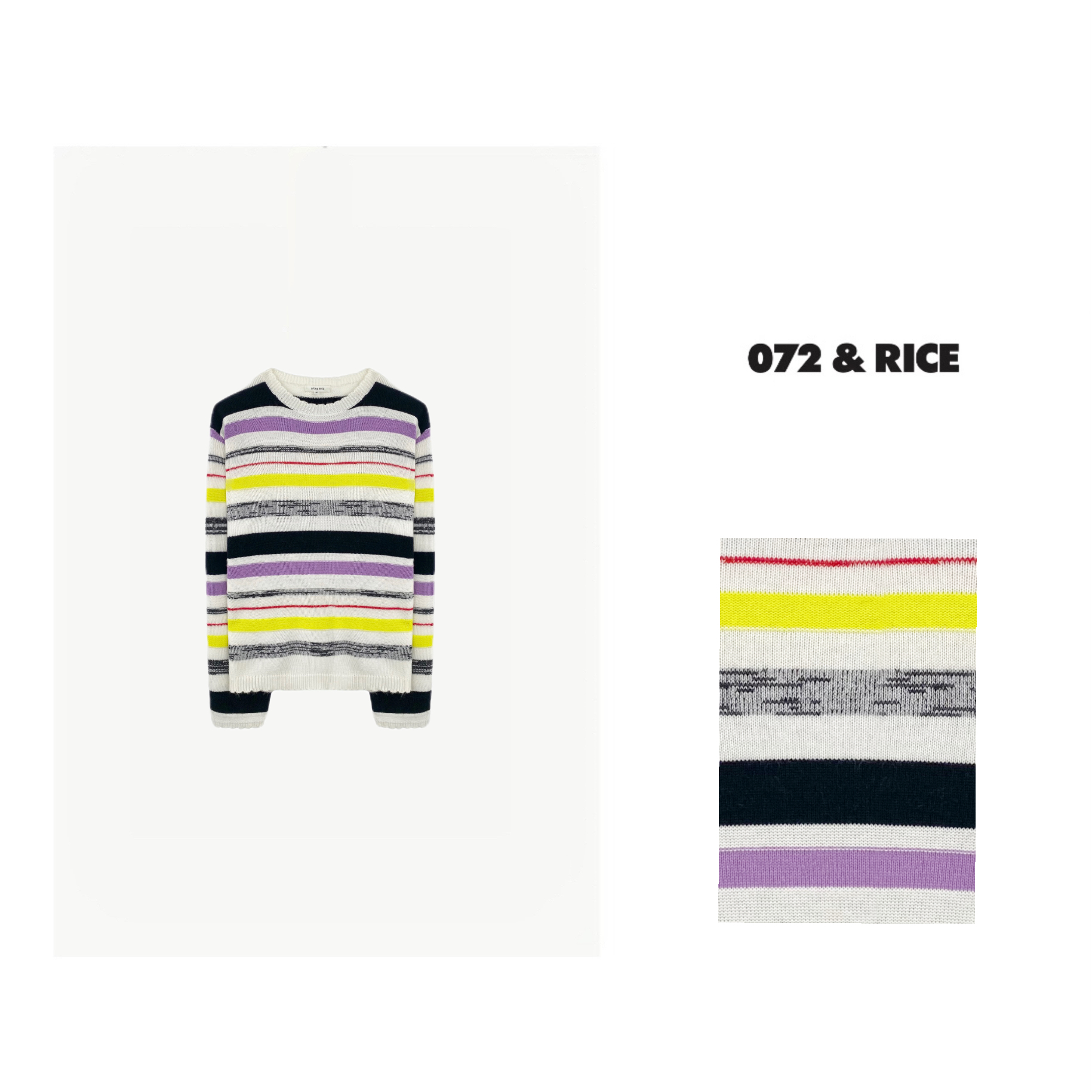 072 & RICE【凤梨酥】秋季休闲圆领条纹长袖针织衫 LE189 FF1230