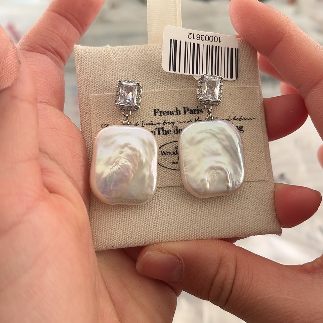 淡水珍珠耳饰合金