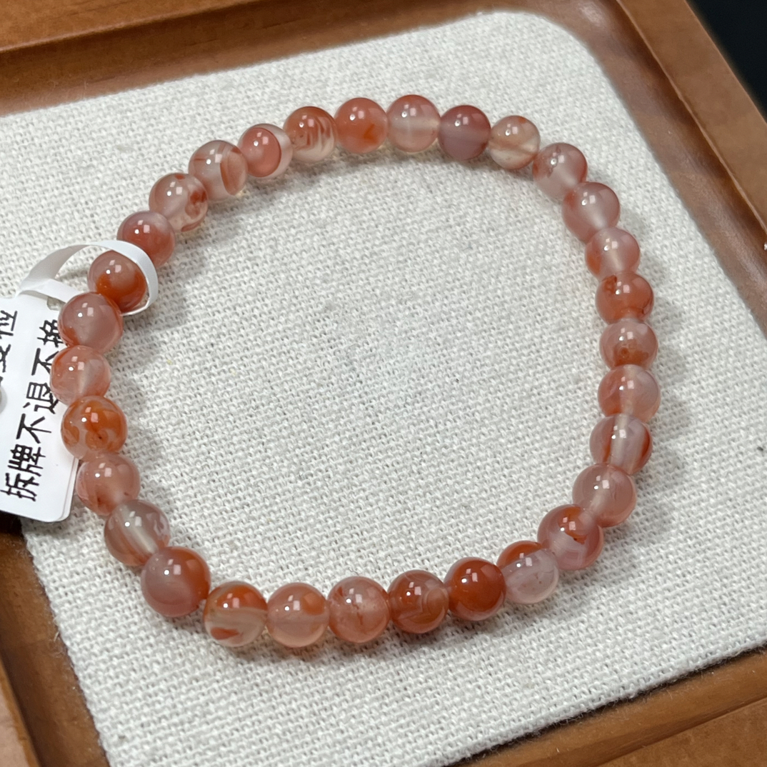 天然原矿瓦西九口南红玛瑙冰飘花圆珠手串尺寸约6毫米AC0864