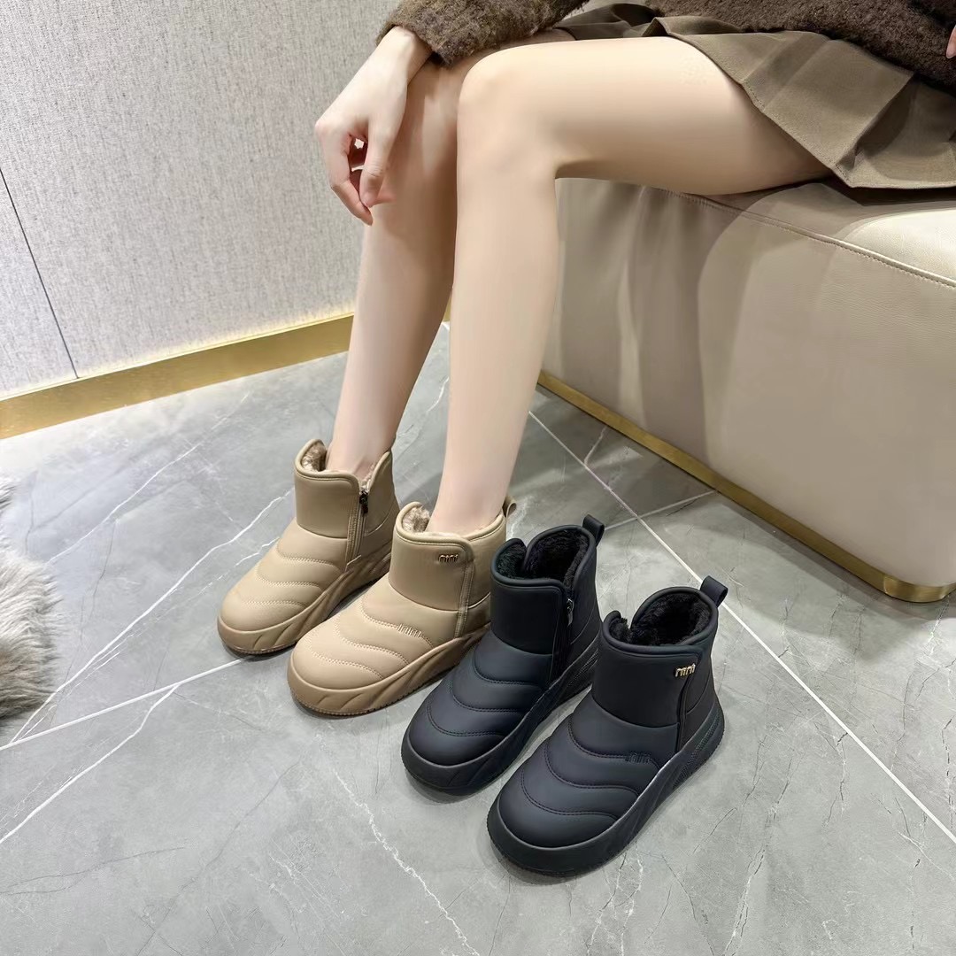 韩版松糕厚底雪地靴女冬季加绒加厚保暖面包棉鞋防滑短靴短筒女靴