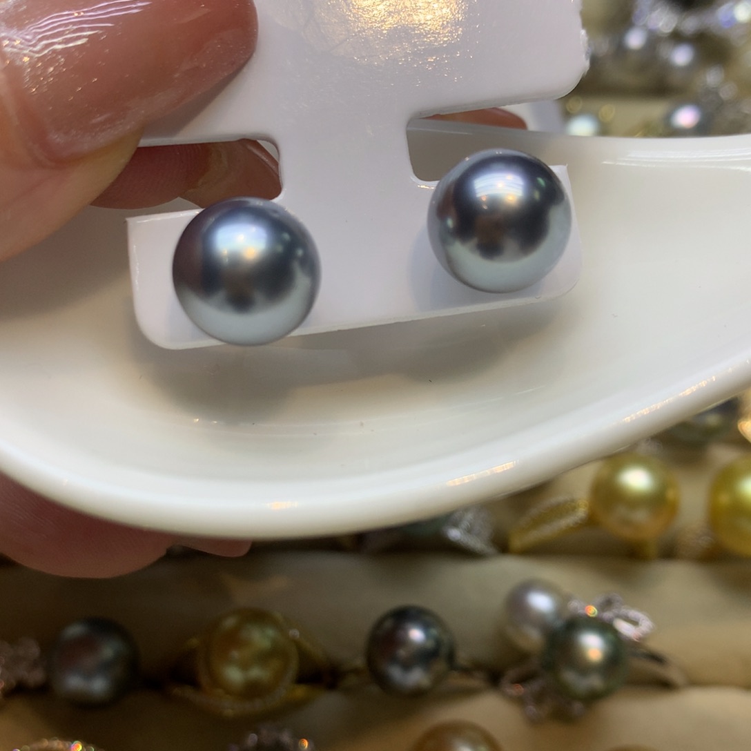 银S925镶嵌耳饰海水珍珠