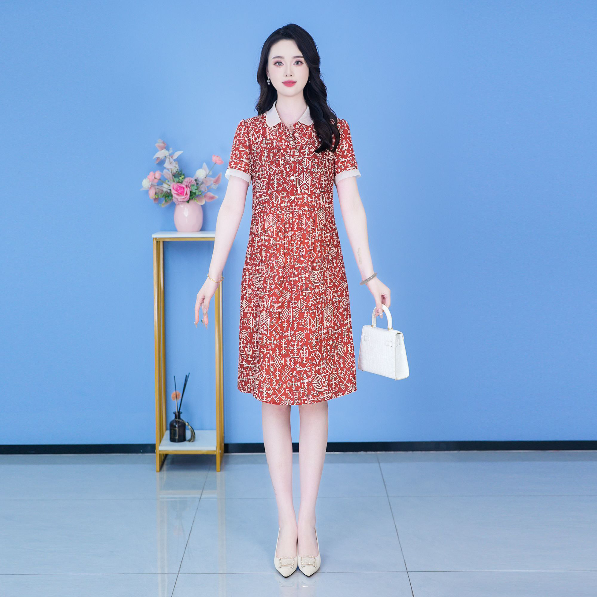 【SJYH1169】2025年夏季新款时尚优雅减龄连衣裙显瘦气质