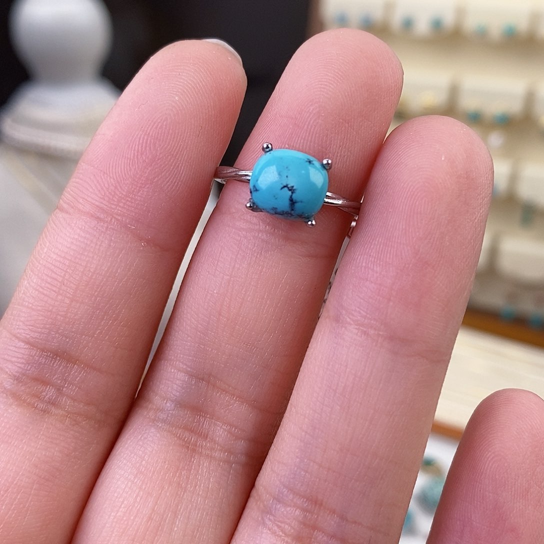 绿松石戒指银S925镶嵌