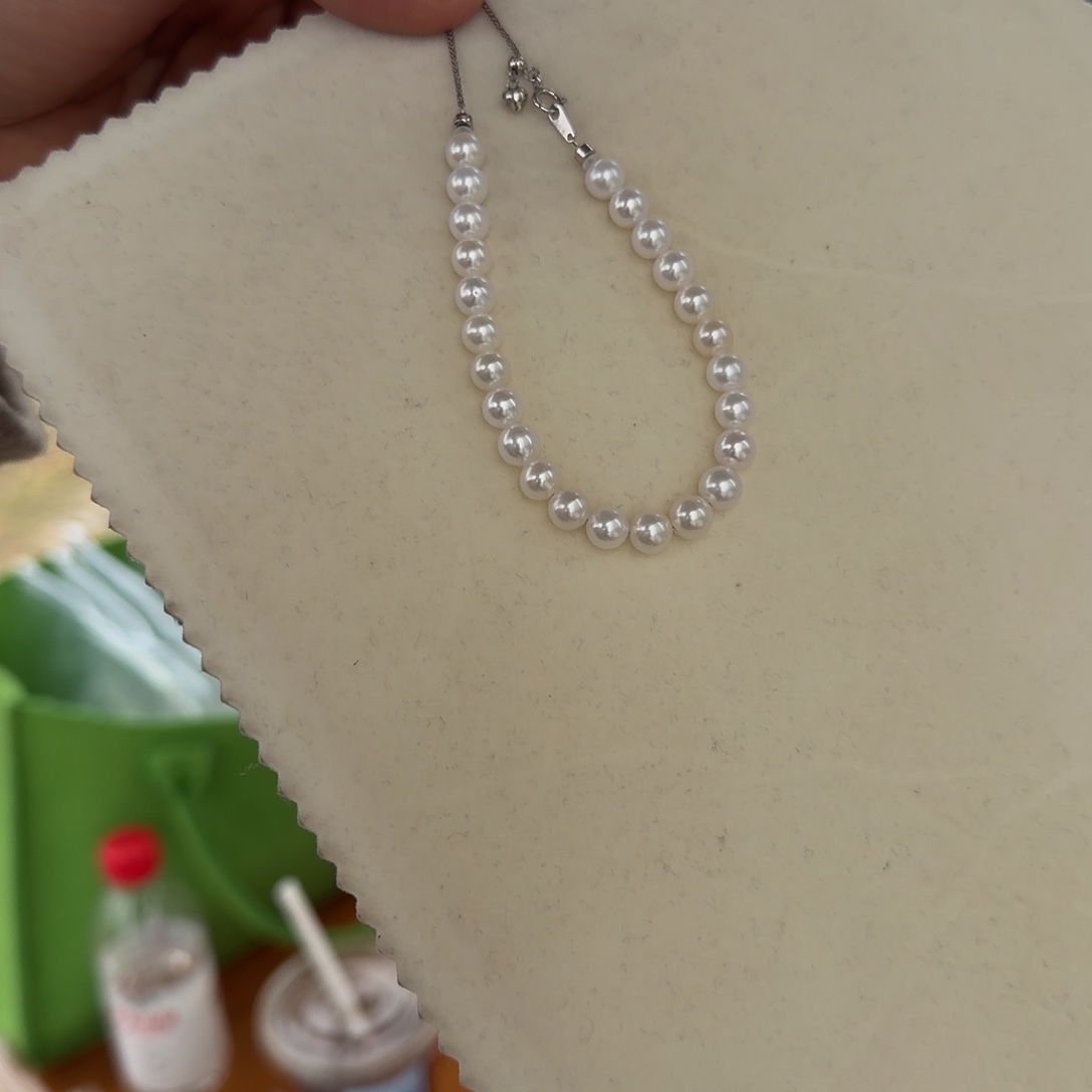 颈饰淡水珍珠银S925镶嵌6-7无核极光镜面正圆手链