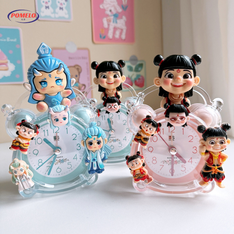 哪吒儿童可爱闹钟起床叫醒神器学生卡通卧室台钟新款桌面时钟摆件