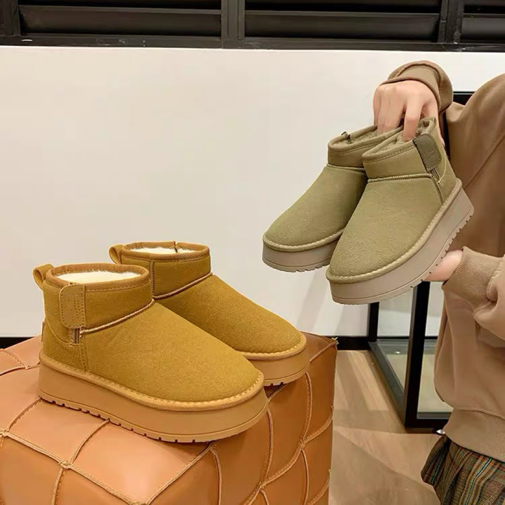 厚底雪地靴女2025冬季加绒保暖毛绒面包鞋防滑棉鞋
