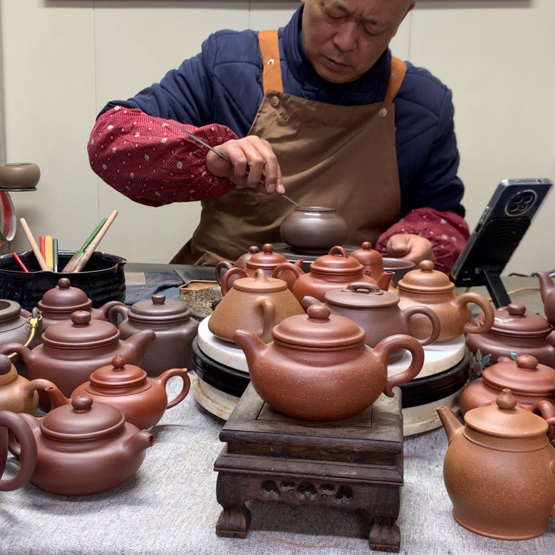 紫泥茶壶红降坡仿古170 C半手工制作